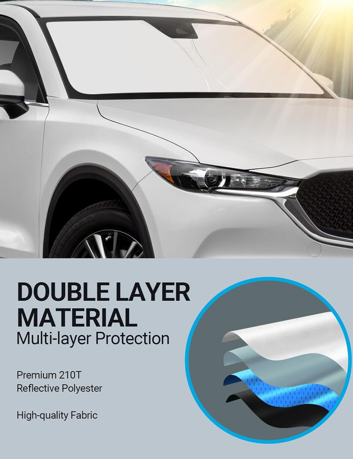 Proadsy Front Windshield Sun Shade Foldable Sunshade Protector Custom Fit 2017-2024 Mazda CX5 CX-5, Sport, Touring, Grand Touring, 4 Door Crossover Accessories 2024 Upgrade