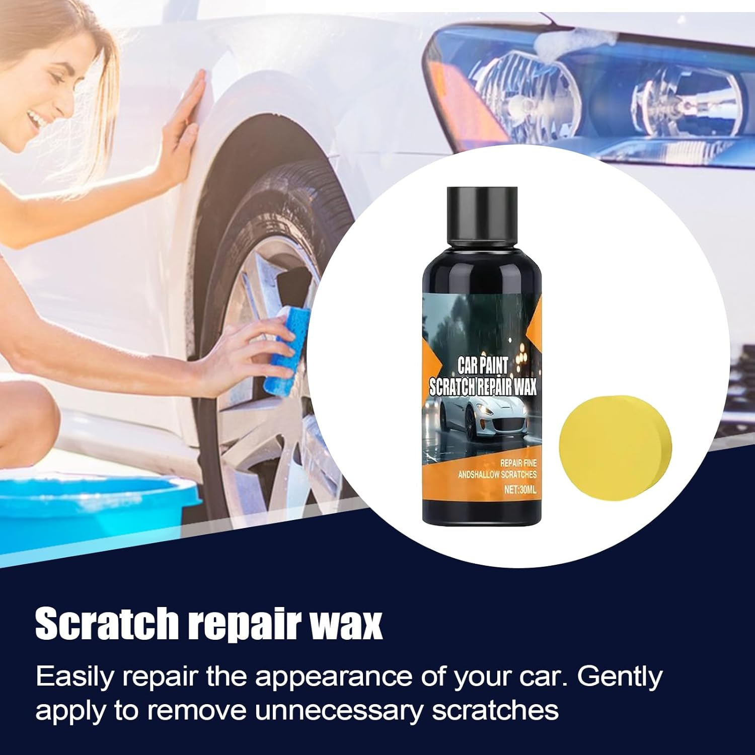 Car Scratch Remover - Scratch Repair and Swirl Remover with Sponge - 30Ml Polishing Compound Restorer Automotive Detailing Supplies for SUV RV Truck Sedan Boat Auto image number 5