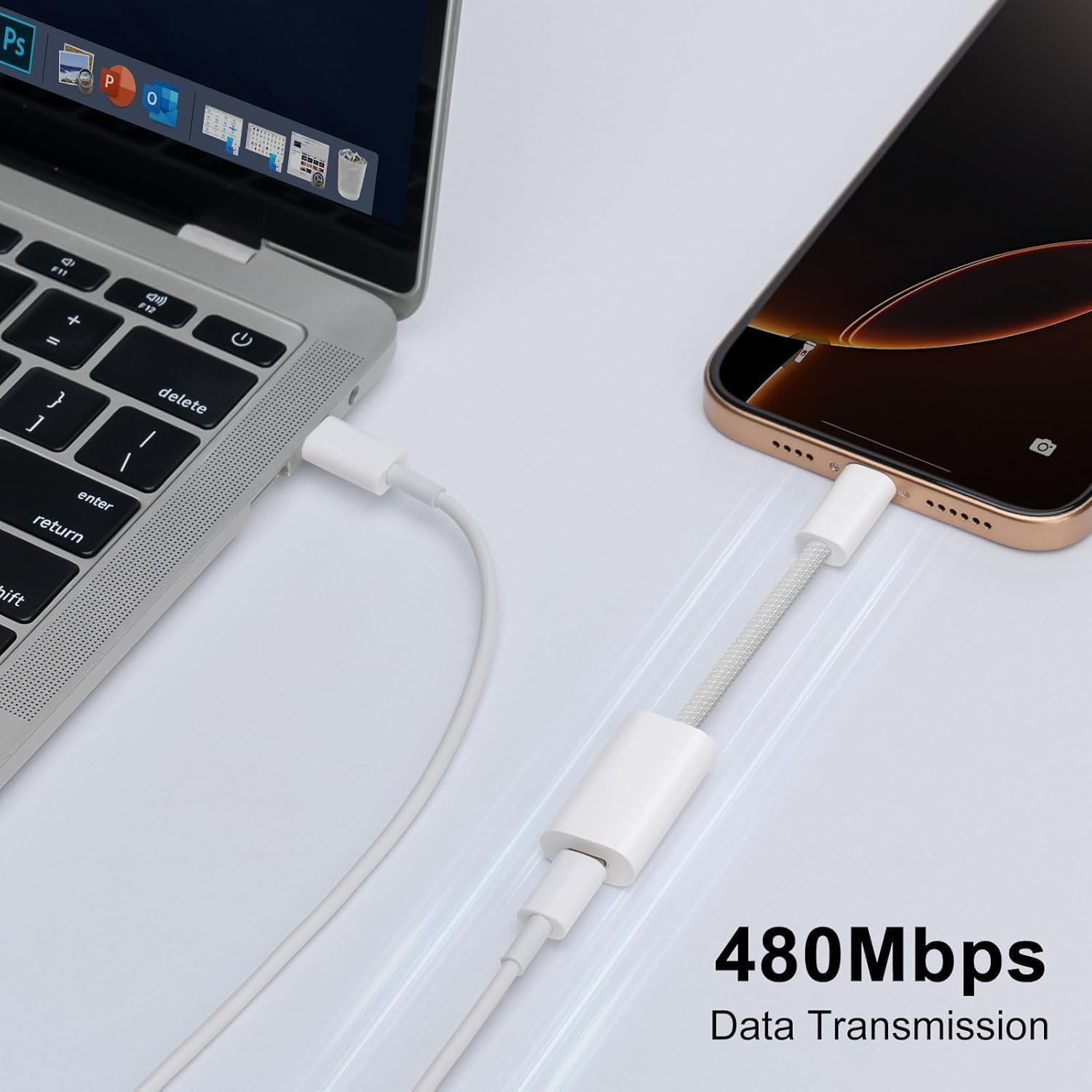 FARLINK USB C to Lightning Headphone Audio & Charging Adapter, 5-In-1 Charging/Data Transfer/Audio Adapter/Phone Calls/Control Music for Iphone 17/16/15, Ipad Pro, Macbook, Galaxy (Braid Cable) image number 3