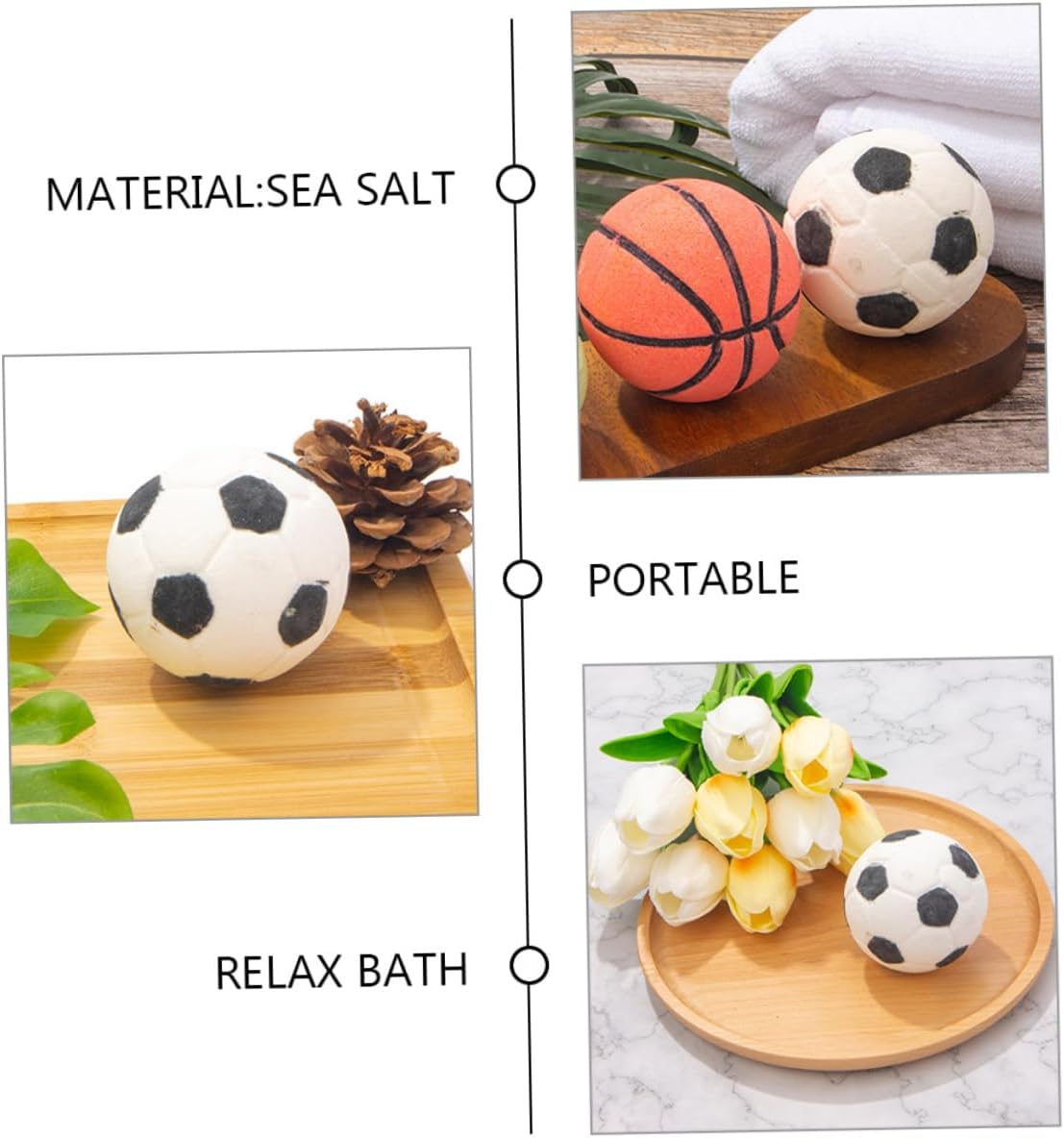 Gatuida 2Pcs Cute Football Shaped Bath Salt Bombs for Rich Foaming Aroma Bathing Experience image number 6