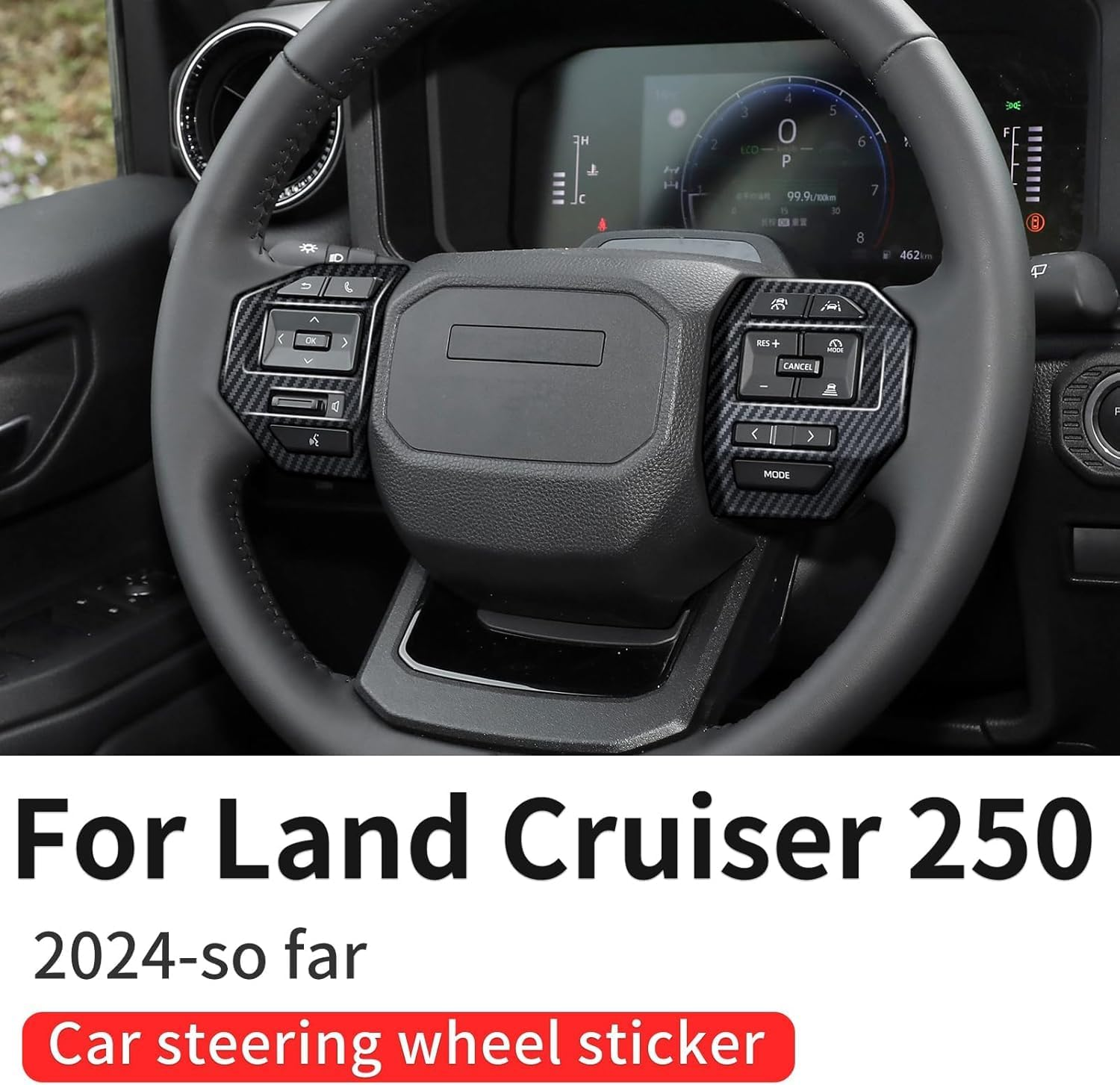 Carbon Fiber Style Steering Wheel Cover Decoration Suitable for Toyota Land Cruiser 250 1958 Prado LC250 J250 2024-2025 Interior Accessories (Button Cover)