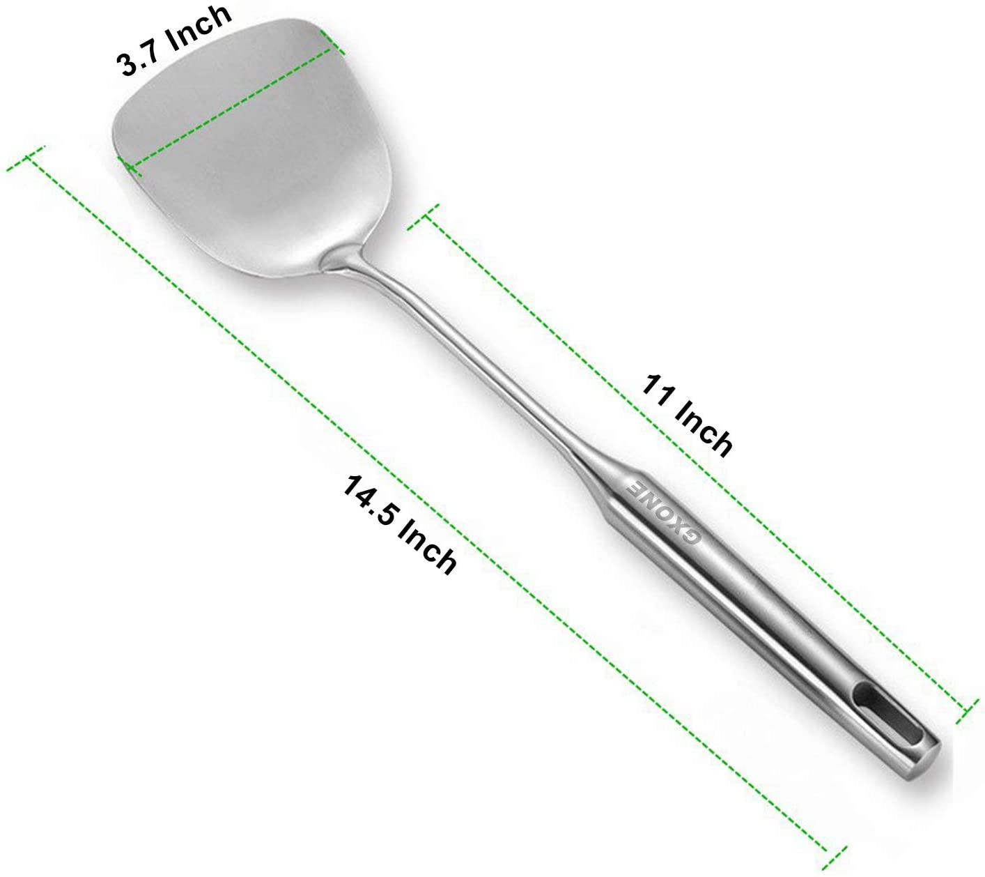 Wok Spatula Stainless Steel, Wide Spatula Turner with Hollow Long Heat Resistant Handle Wok Utensils,Silver/14.7Inch image number 4