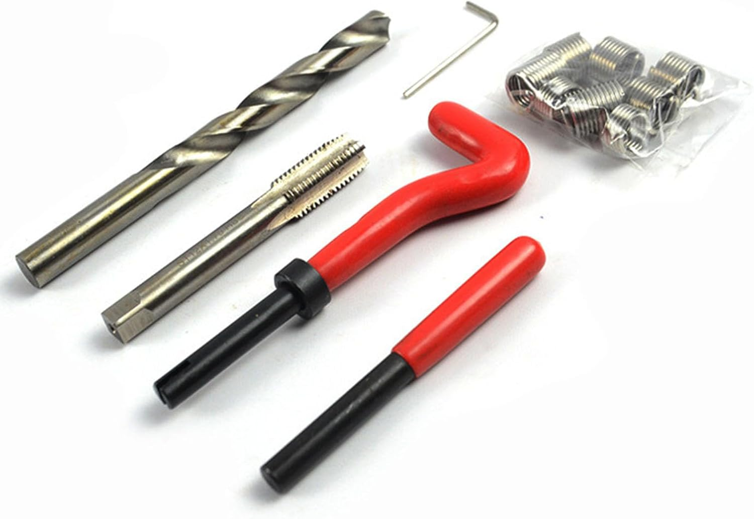 15Pcs Thread Repair Kit, M14X1.5Mm Metric Helicoil Thread Repair Insert Kit with HSS Drill Bits Taps Threaded Inserts Screw Tap Installation Breaking Tool for Auto Repairing image number 2
