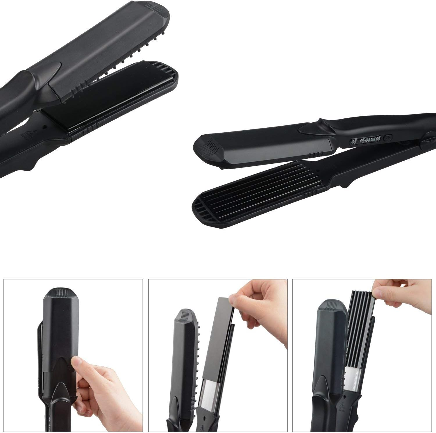 Flat Iron 4 in 1 Titanium Hair Styling Tools Professional Fast Straight Wave Curl Tools Set image number 1