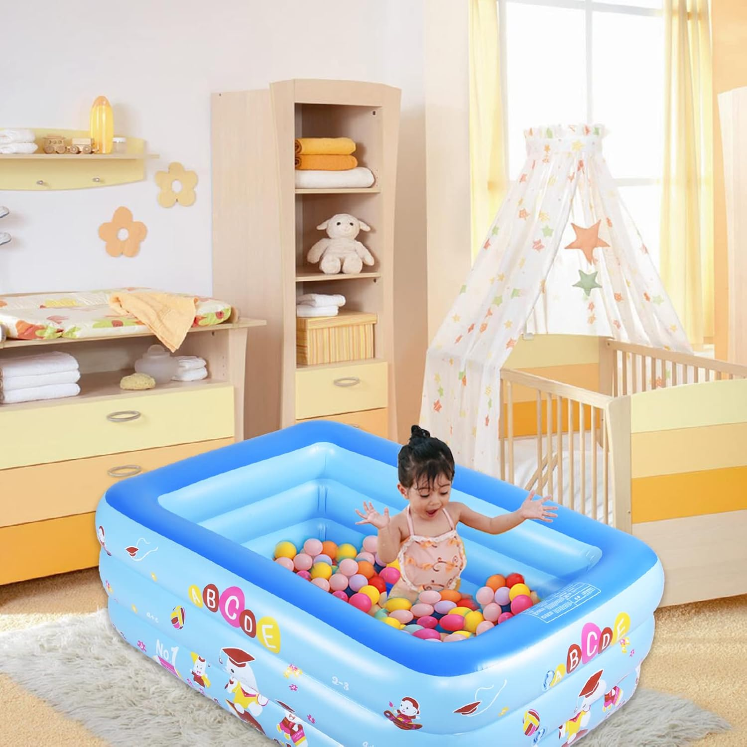 Inflatable Pool for Indoor or Outdoor, 59"&times;43"&times;20" Summer Fun, Kids Pool with Inflatable Soft Floor, Ball Pit image number 4