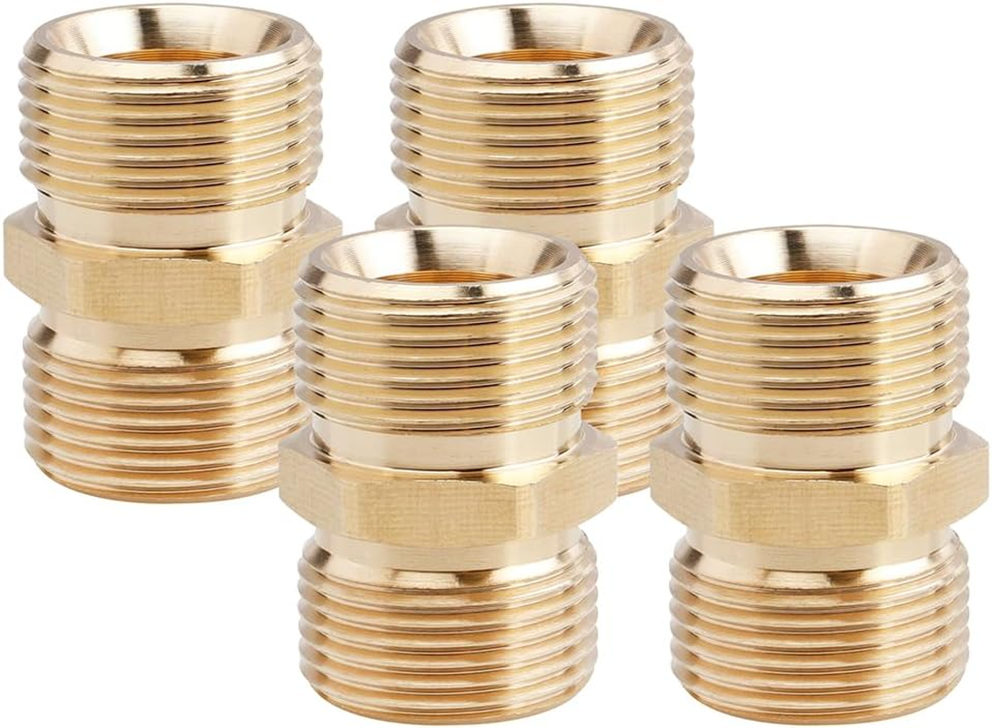 Yakamoz 4 Pieces Pressure Washer Hose Adapter, 3/4" NPT Male Brass Nipples, Brass Pipe Adapter Fittings for Extending and Connecting Pipes
