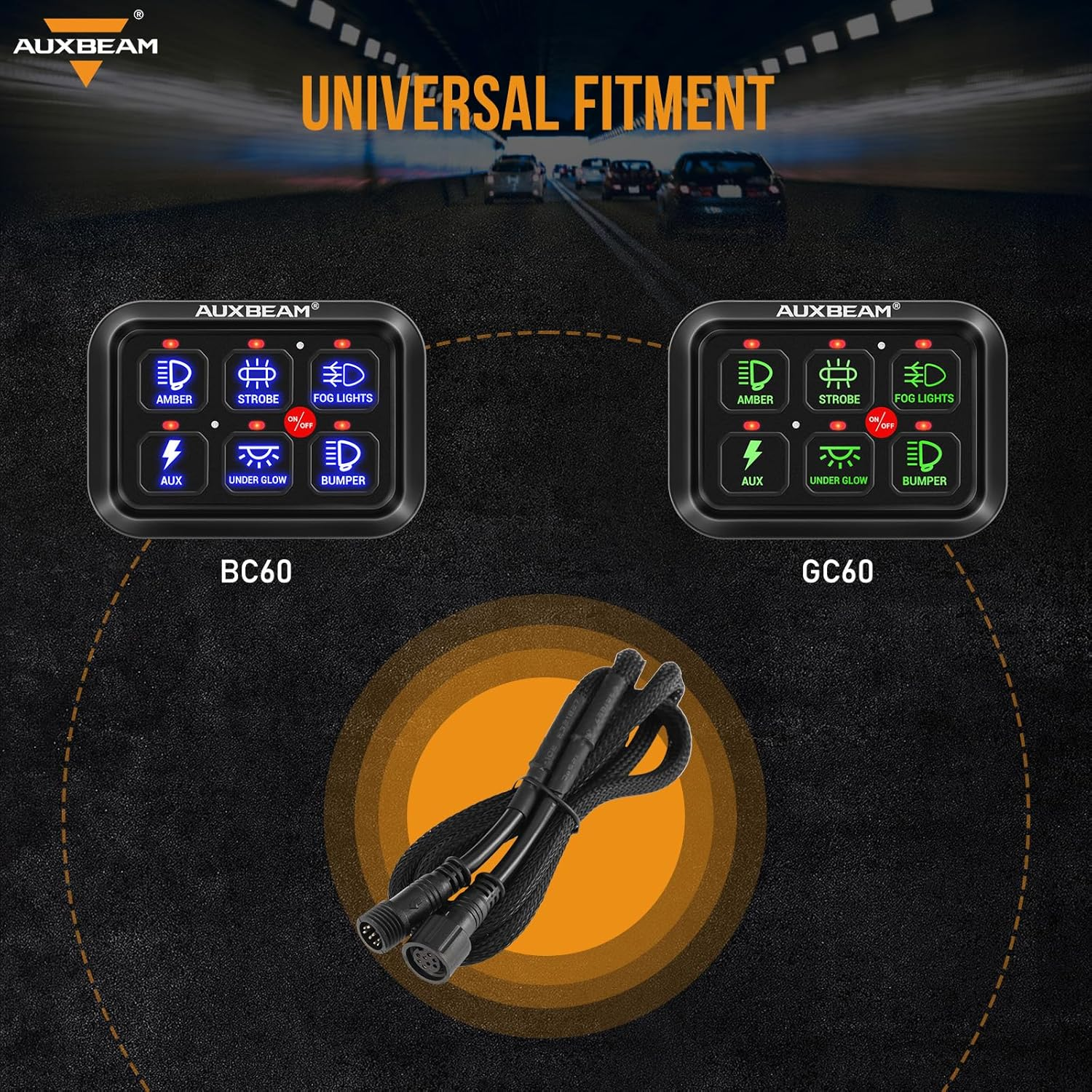 Auxbeam Extension Wiring Harness for 6 Gang Switch Panel BC60, GC60, Switch Controller Extended Wire Line, 1.2M/47 Inch image number 4
