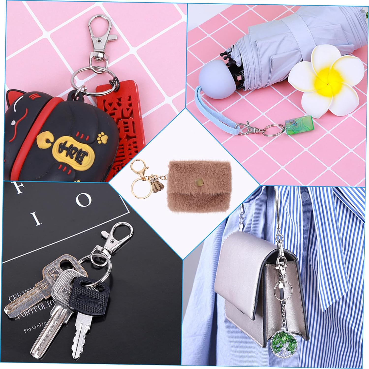 2Pcs Mini Coin Bag Key Holders Stylish Keychain Design for Bag Decoration Mobile Accessories Storing Coins for Occasion