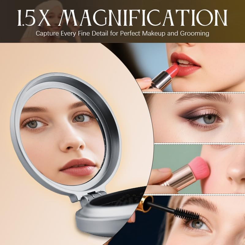 Inspirational Gifts for Best Friends Sister Coworker Foldable Compact Hair Brush round Mirror with Quotes Sometimes You Forget You Are Gorgeous Encouragement Motivational Gifts for Women Girls image number 6