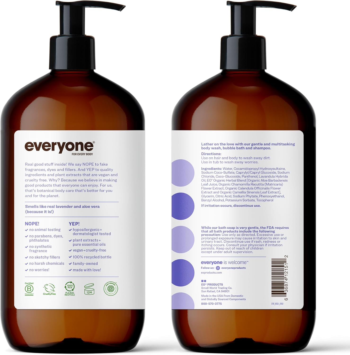 Everyone 3-In-1 Soap, Lavender plus Aloe, 32 Oz, 2 Count image number 3
