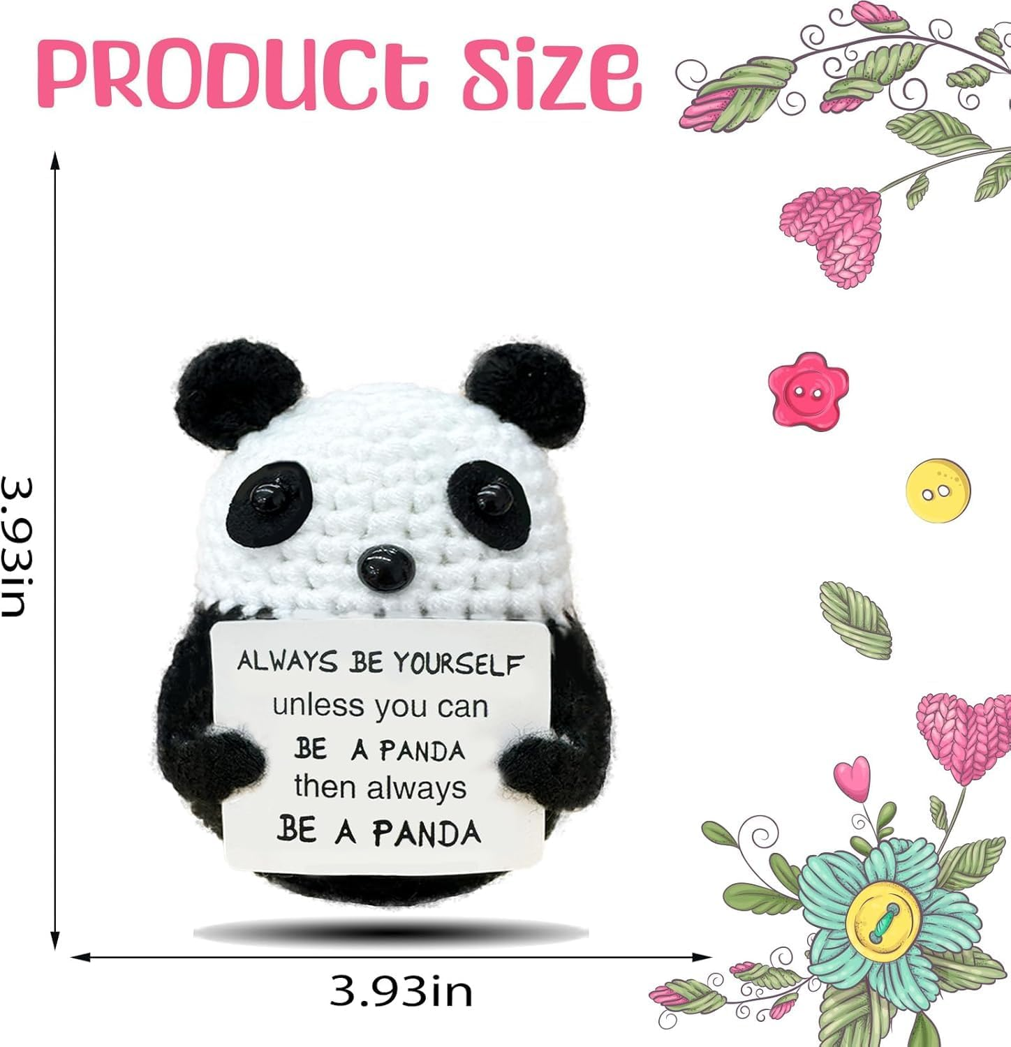 Fathers Day Gift Funny Panda Crochet Gifts, Inspirational Small Animals Cute Stuff, Birthday Gifts for Women and Men, Handmade Emotional Positive Crochet Panda Decor. image number 1