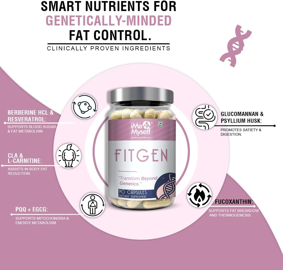 Imemyself FITGEN 90 Capsules | Advanced Wellness Formula with Coq10, Resveratrol & Premium Plant Compounds |Vegetarian Capsules for Comprehensive Nutritional Support, 54G