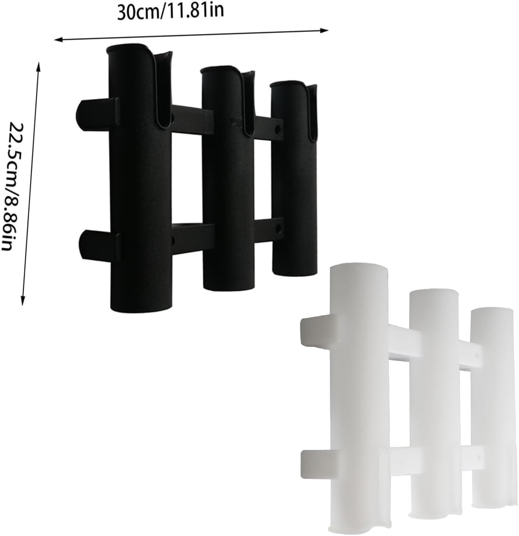 AIMALL 3-Slot Plastic Fishing Rod Bracket &ndash; Durable PP Material for Sea and Boat Fishing, Black & White Options, 11.81 X 8.86 Inches with Stable Mount Design - White image number 4