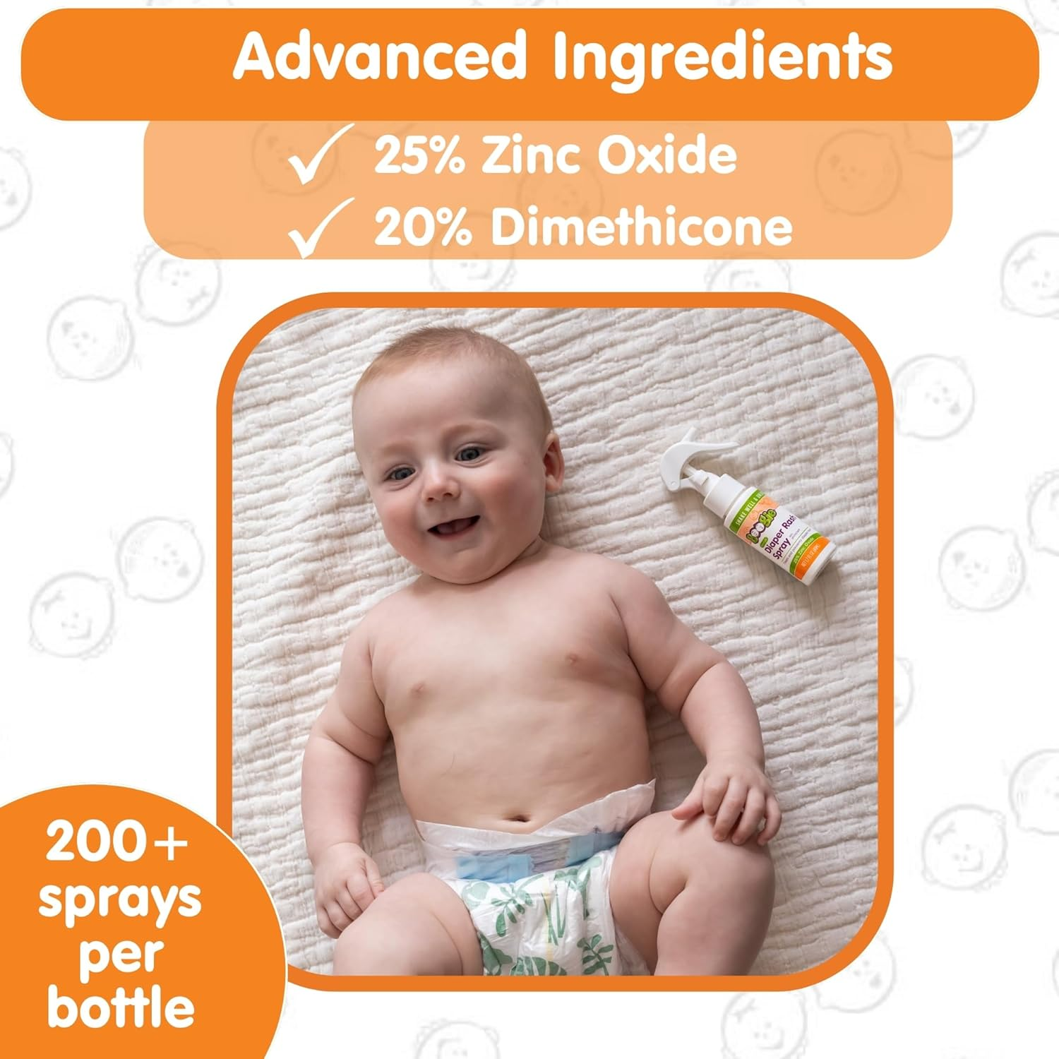 Diaper Rash Cream Spray by Boogie Bottoms, Travel Friendly No-Rub Touch Free Application for Sensitive Skin, from the Maker of Boogie Wipes, over 200 Sprays per Bottle, 1.7 Oz image number 1