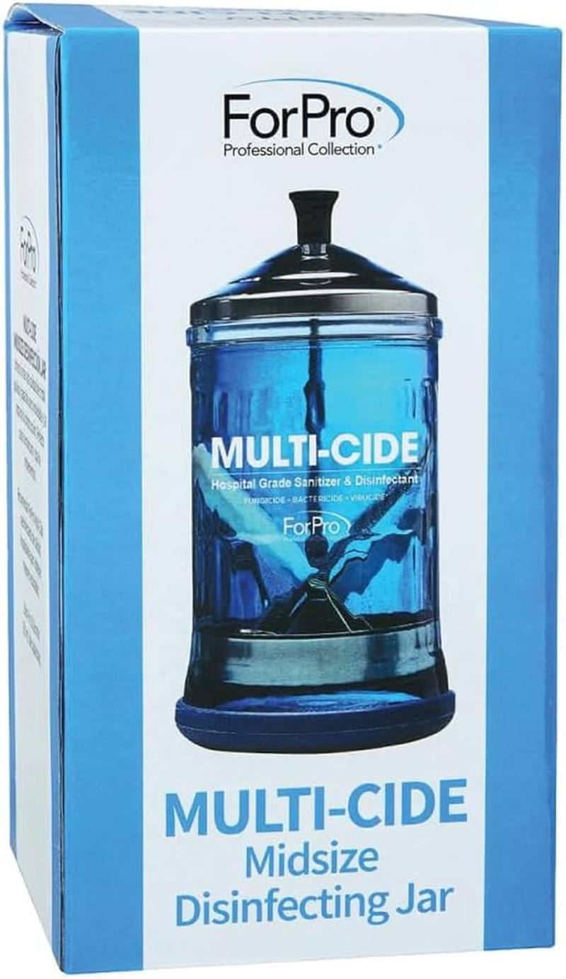 Forpro Multi-Cide Midsize Disinfecting Jar - Disinfectant Glass Jar for Manicure & Spa Implements - 21 Ounces, 8&rdquo; H X 4.25&rdquo; W image number 5