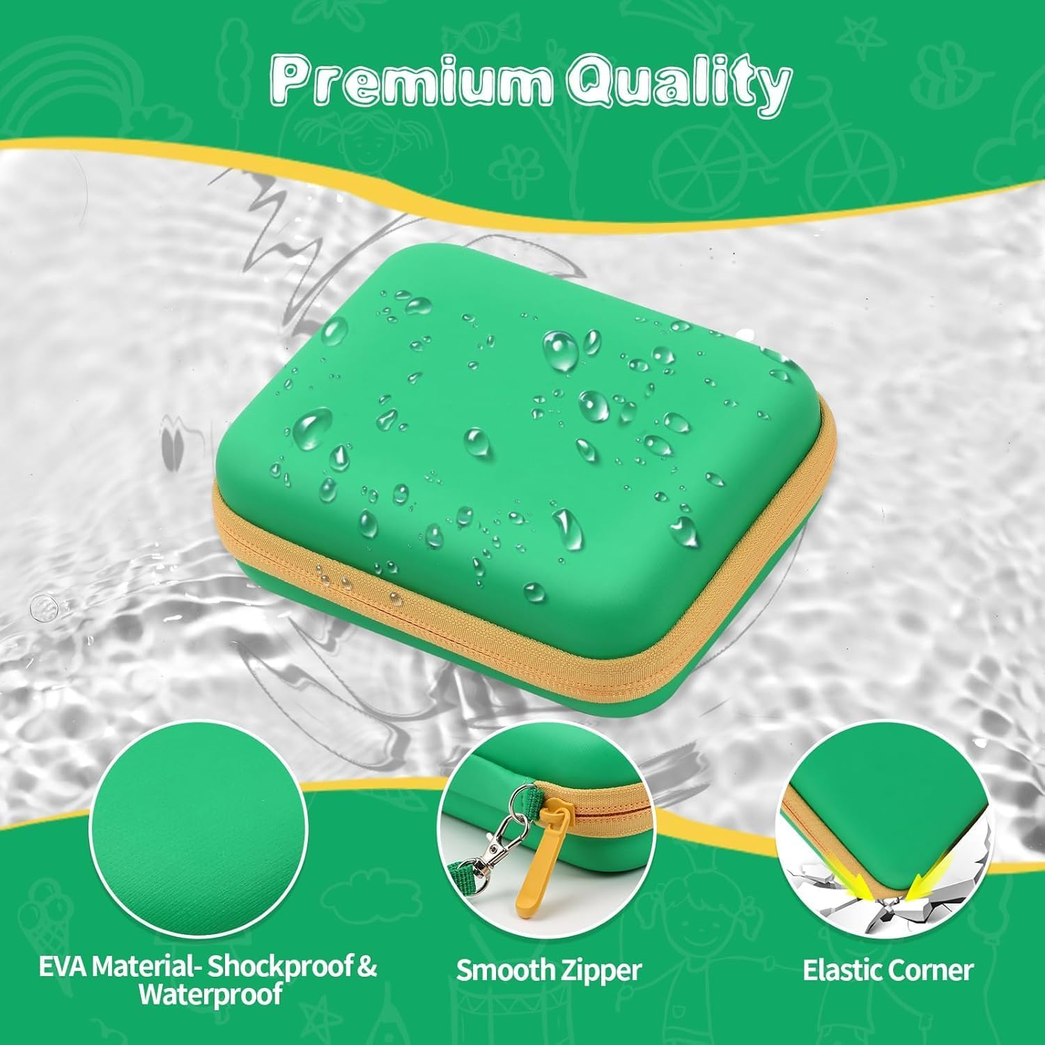 ZIENVE Storgae Card Carrying Case Compatible with UNO Card Case, Playing Card Case, Game Card Holder, Travel Hard Case Capacity Max for 300 Cards, Green image number 2