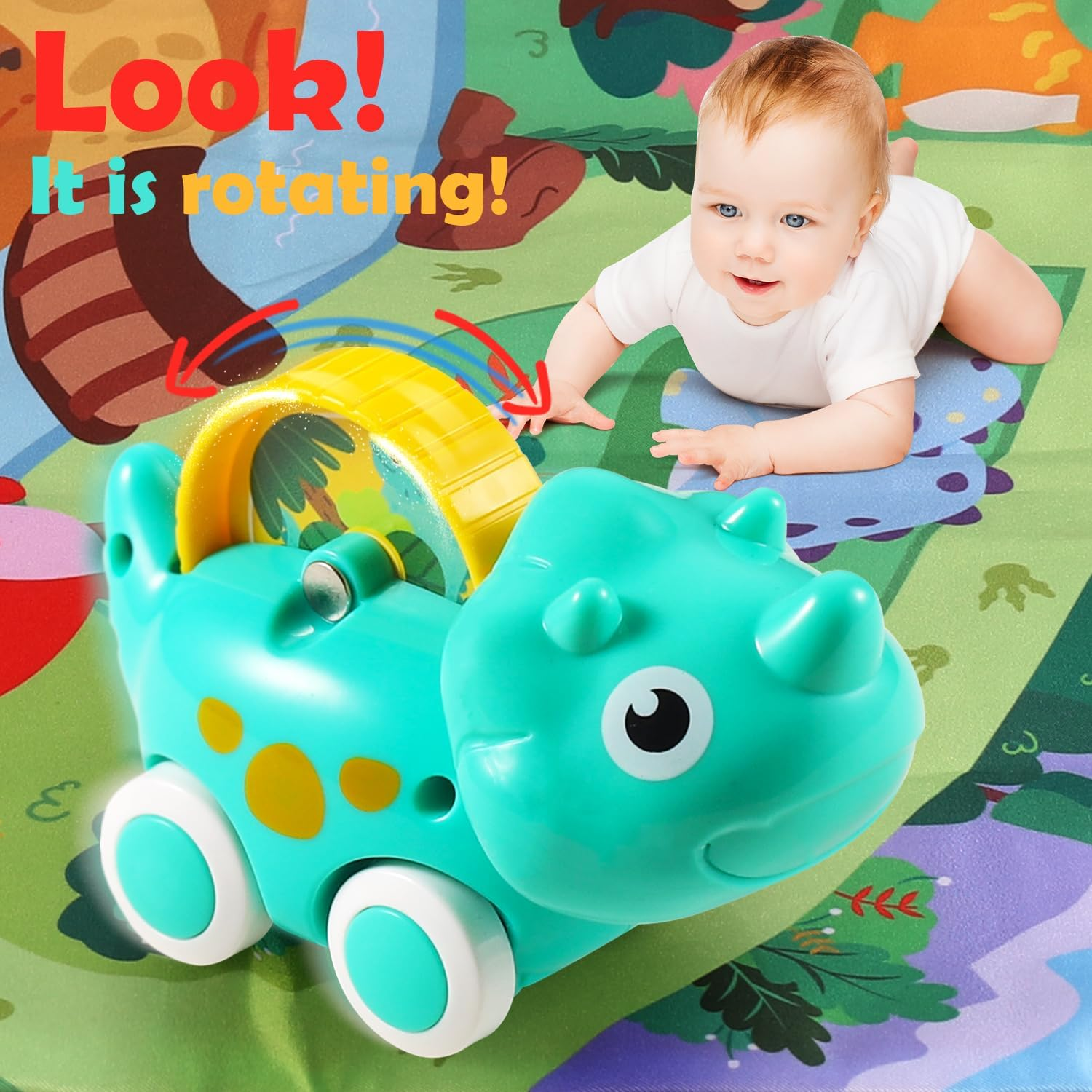 ALASOU 9 PCS Dinosaur Car Toys with Playmat/Storage Bag|Baby Car Toys for 1 Year Old Boy|1St Birthday Gifts Toddler Age 1-2|1 Year Old Boy Birthday Gift Infant 12 18 Months image number 4