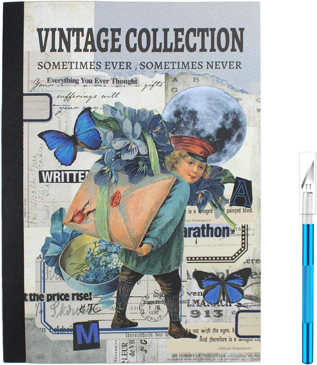 Diuhofart Vintage Scrapbooking Sticker Book for Adults - 800+ Washi Journaling Stickers Ephemera Book for Junk Journal Supplies DIY Crafts Arts Decorative 24 Sheets