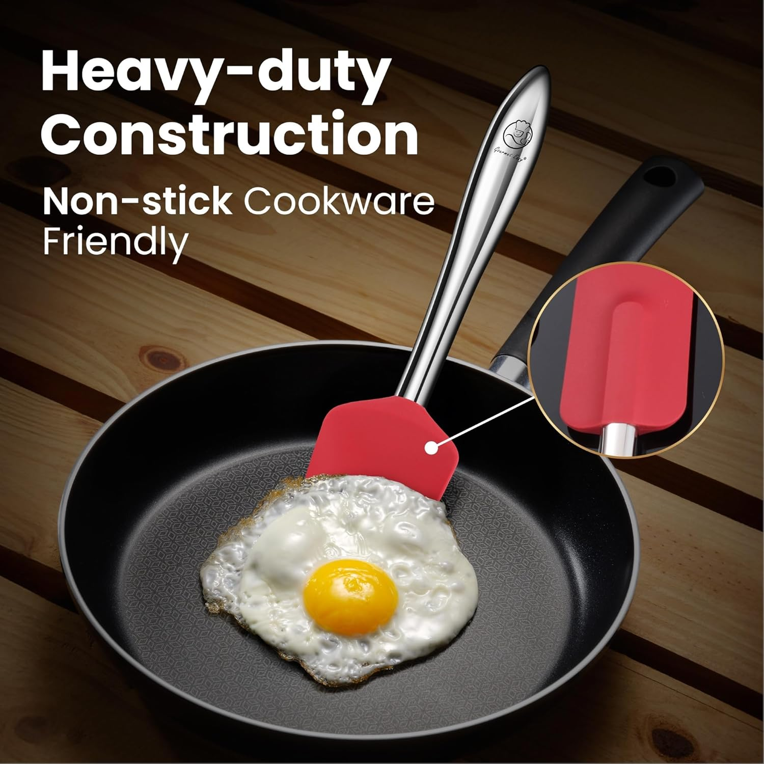 5Pcs Silicone Spatula Cooking Utensils Set with Stainless Steel Handles, Premium Heat-Resistant Kitchen Utensils for Baking, Spoonula & Silicone Brush Included, Safe for Nonstick Cookware (Red) - Red image number 3