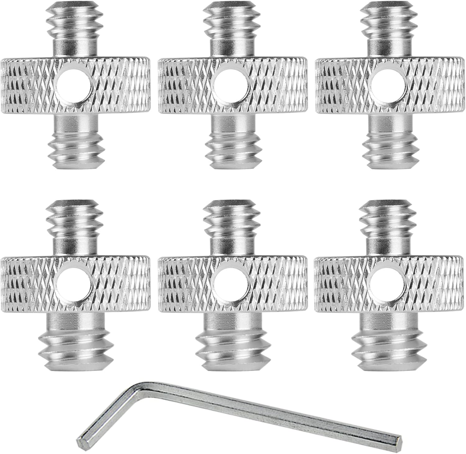 Rigych Camera Mount Screw 1/4" Male to 1/4" Male & 1/4" to 3/8" Tripod Screw Adapter with Hole 7 Pcs Set for Camera Tripod Mount Light Stand DSLR Equipped with Hex-L Key (Black)