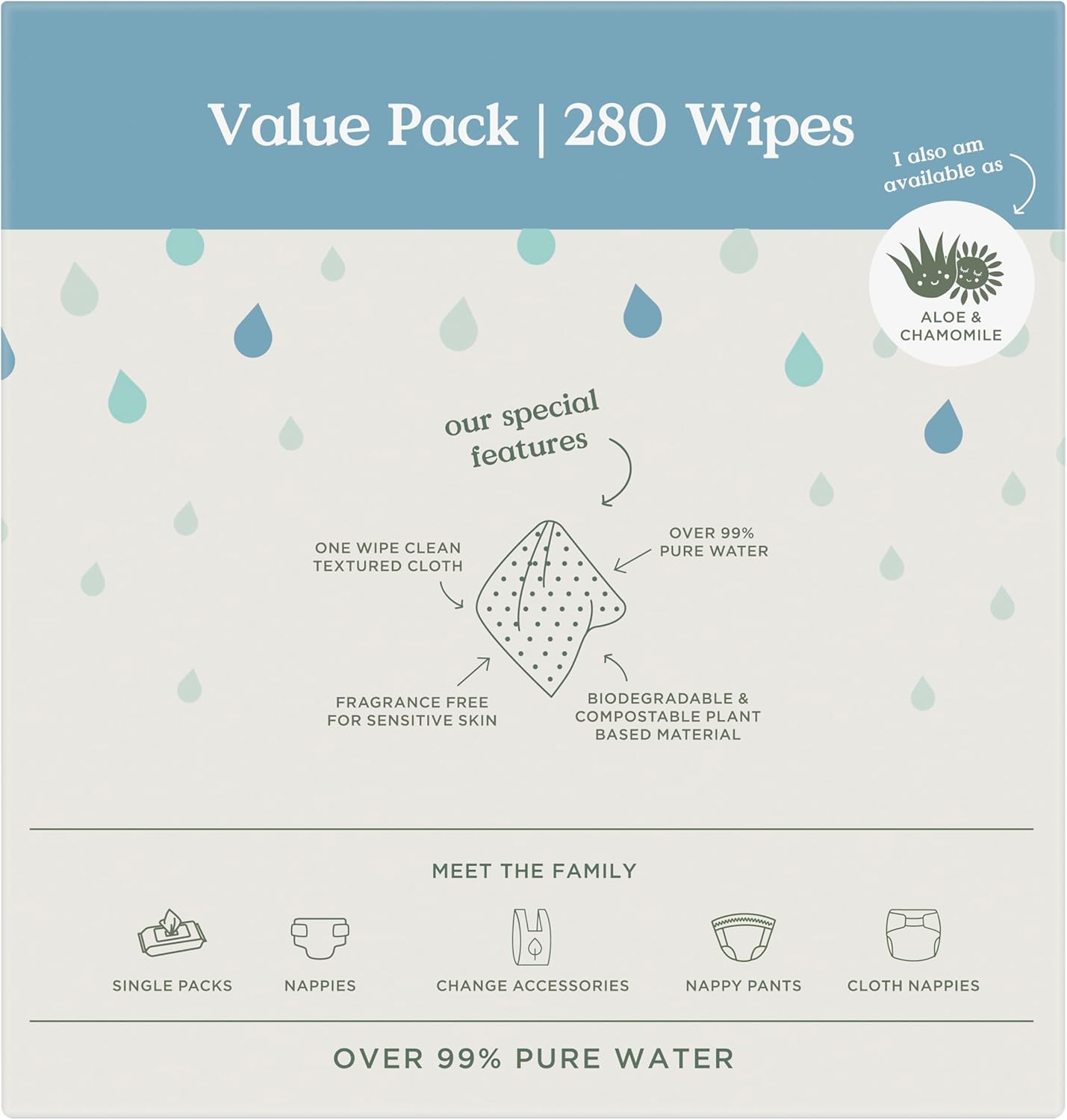 Tooshies Wipes | Pure Water Wipes | 100% Plastic Free | Biodegradable | Fragrance Free | 4 X 70Pk (280 Wipes) image number 5