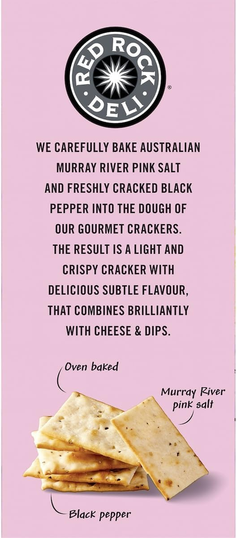Red Rock Deli Gourmet Crackers with Murray River Pink Salt and Black Pepper 130 G image number 6