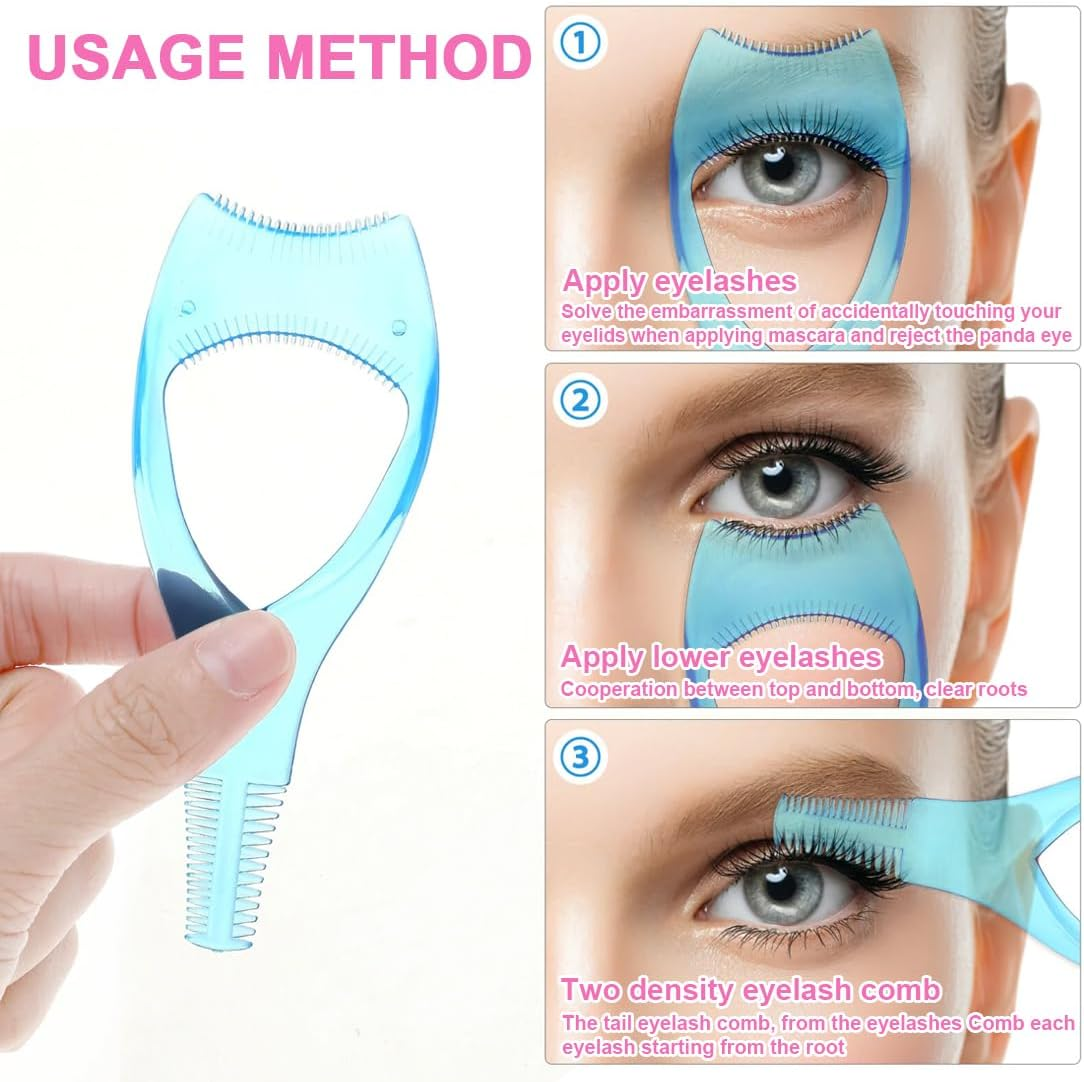 9 Pieces 3-In-1 Eyelash Tools, Mascara Shield Guard with Mascara Brush Sticks Kit, Make up Eyelid Shield Eyelash Shield Pad for Women, Girls, Beginners