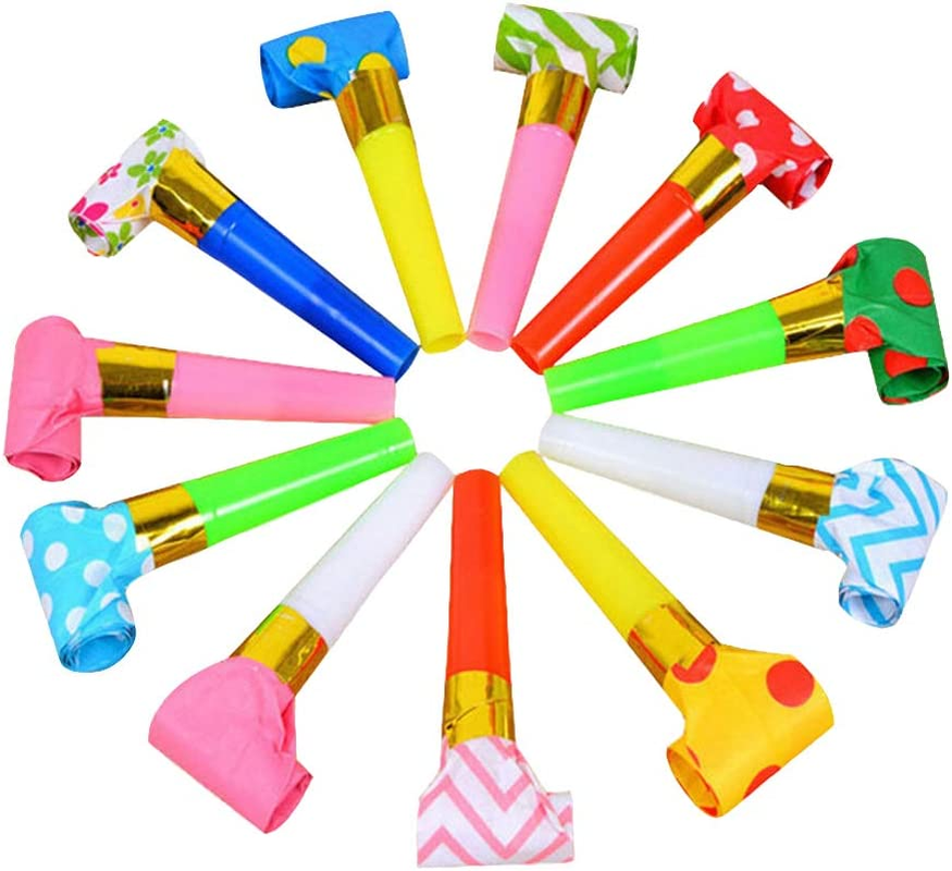 24-Piece Party Blower Set - Fringed Noisemakers, Squawkers, Blowers & Horns in Random Colors image number 3