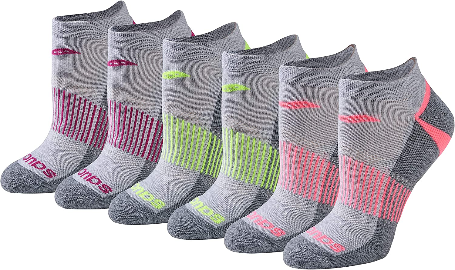 Saucony Women'S 6 Pack Selective Cushion Performance No Show Athletic Sport Socks