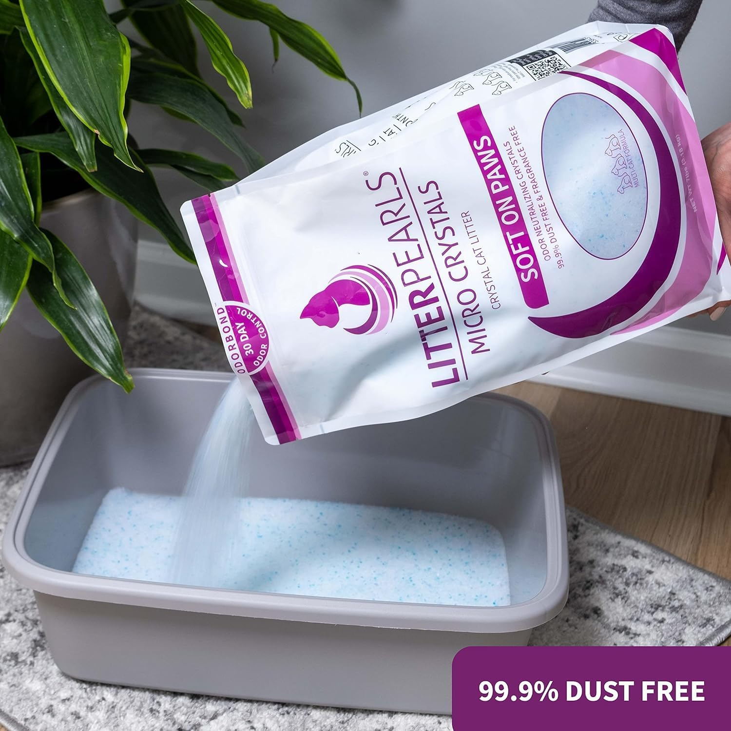 Litter Pearls Micro Crystals Cat Litter, 10.5 Lb, Clear with Blue (10610) image number 2