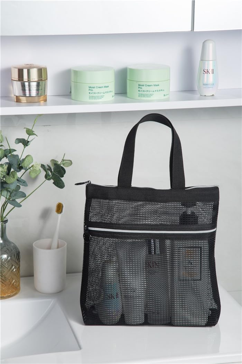 Mesh Shower Caddy Bag Quick Dry Tote Bag,1Pc Shower Caddy Quick Dry Mesh Tote Bag Mesh Shower Caddy Bag,Mesh Shower Caddy Bag Hanging Toiletry Tote Bag,Mesh Shower Caddy Quick Dry Tote Bag with Zipper - Pink image number 7