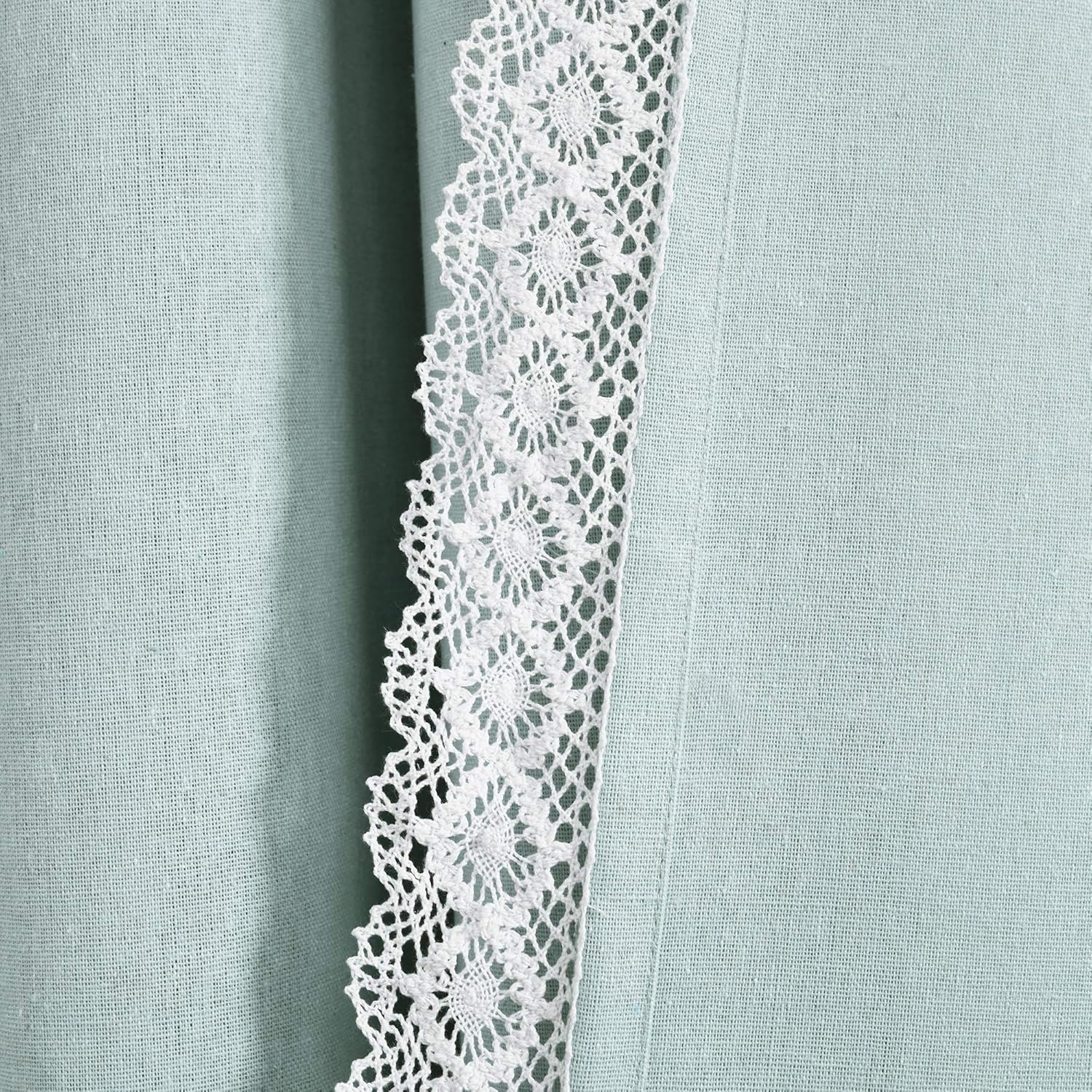 Lush Decor Rosalie Light Filtering Window Curtain Panel Set- Pair- Vintage Farmhouse & French Country Style Curtains - Timeless Dreamy Drape - Romantic Lace Trim - 54" W X 84" L, Blue image number 6