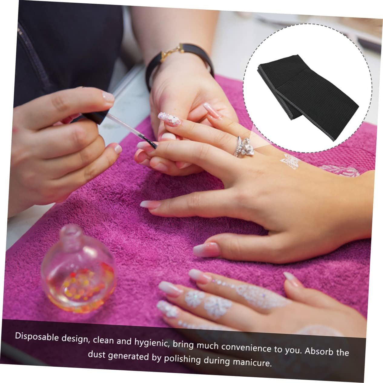 HONITANO 125Pcs Manicure Tablecloth Nail Art Pad Disposable Nail Care Mat Easy-Carry Manicure Desk Mat for Salon Spa Home