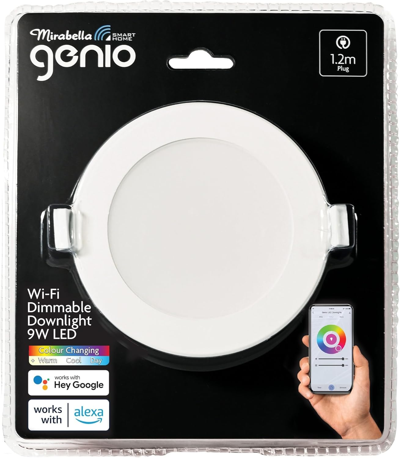 Wi-Fi LED Downlight 9W 850Lum RGB + CCT 2700K-6500K Dimmable Flex & Plug 1.2M image number 1