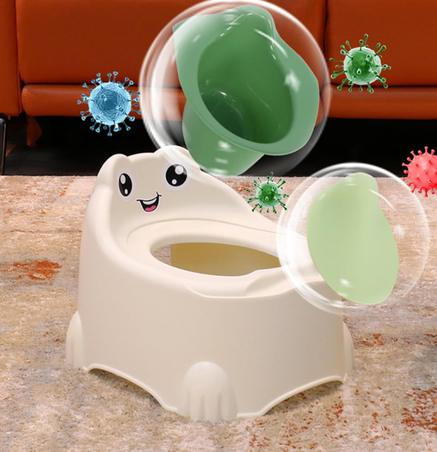 AKAMITAYI Toddler Toilet Training Potty,Baby Potty Chair Urinal Travel Easy to Clean Portable Adorable for 1-6 Years Old with Lid Potty Seat Animal Potty (Blue) image number 5