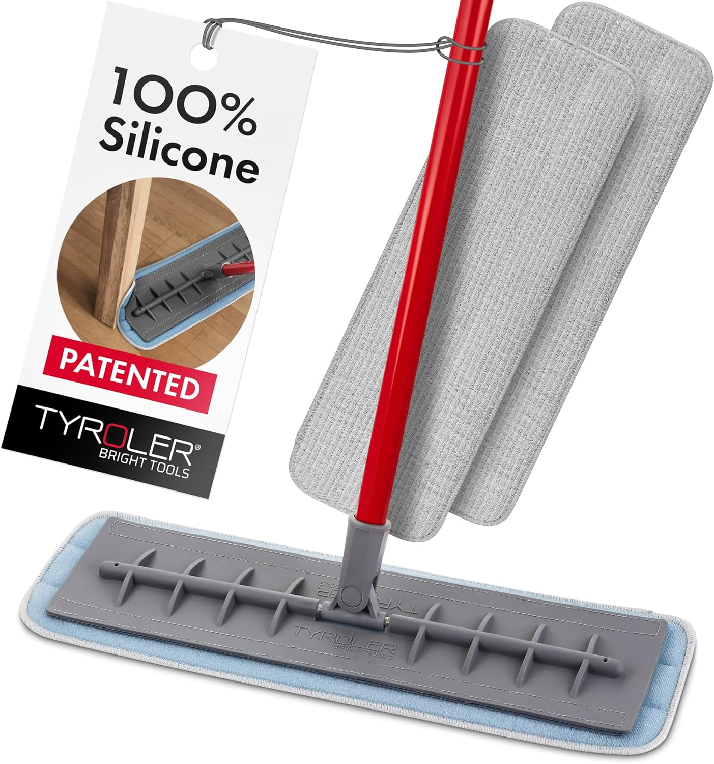 Tyroler Bright Tools 100% Silicone Flexible Head Microfiber Mop 2Pcs Wet and Dry Pad (45Cm Wide) | Professional Home Cleaning for Hardwood, Laminate, Tile Floors, Kitchen, Bathroom. image number 5