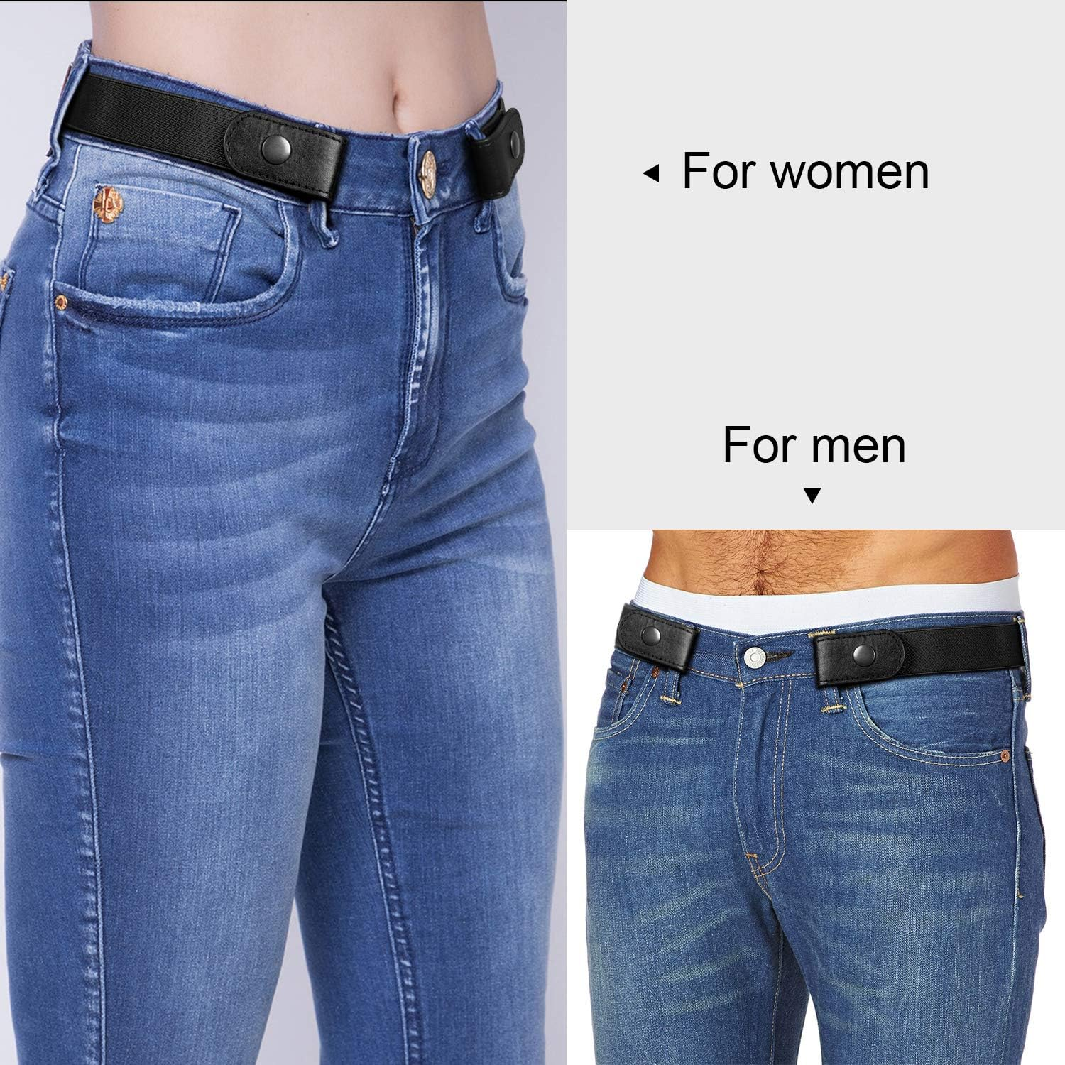 JASGOOD 2 Pieces No Buckle Stretch No Show Belt for Men，Buckless Invisible Elastic Belt for Jeans Pants image number 6