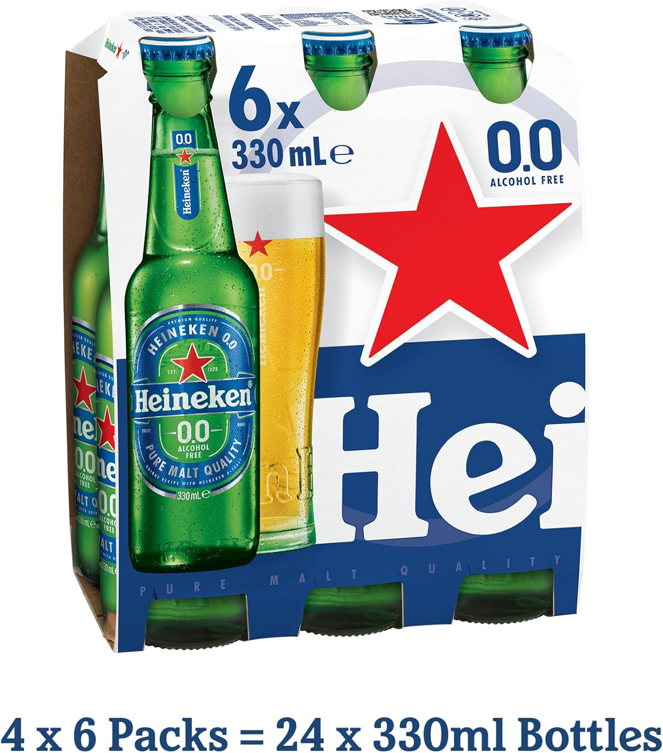 Heineken 0.0 Non-Alcoholic Beer Zero Alcohol Lager 24 Pack X 330 Ml Bottle Case image number 4