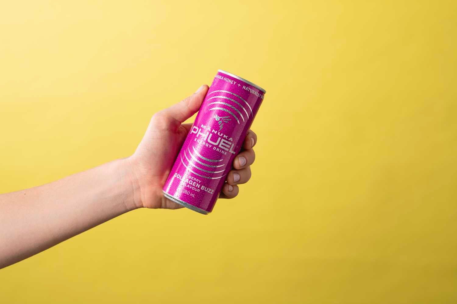 Manuka Phuel 100% Natural Energy Drink (250Ml X 12 Pack) with Marine Collagen - NO Synthetic Aftertaste - Powered by Guarana, Ginseng, Natural Caffeine, & Manuka Honey &ndash; Berry Collagen Buzz Flavour image number 4