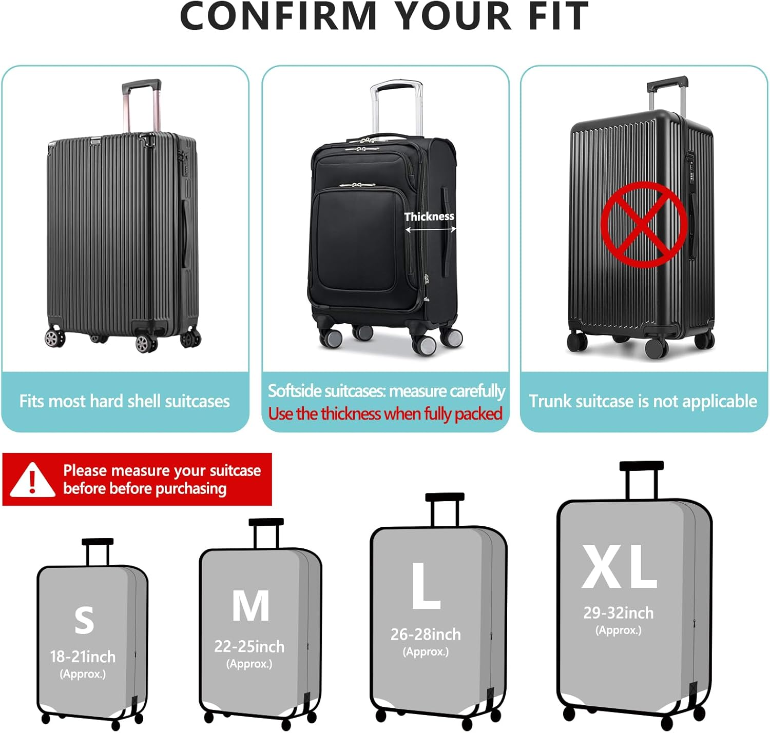 TRAVELKIN Luggage Cover Washable Suitcase Cover Suitcase Protector Anti-Scratch Fits 18-32 Inch Luggage image number 3
