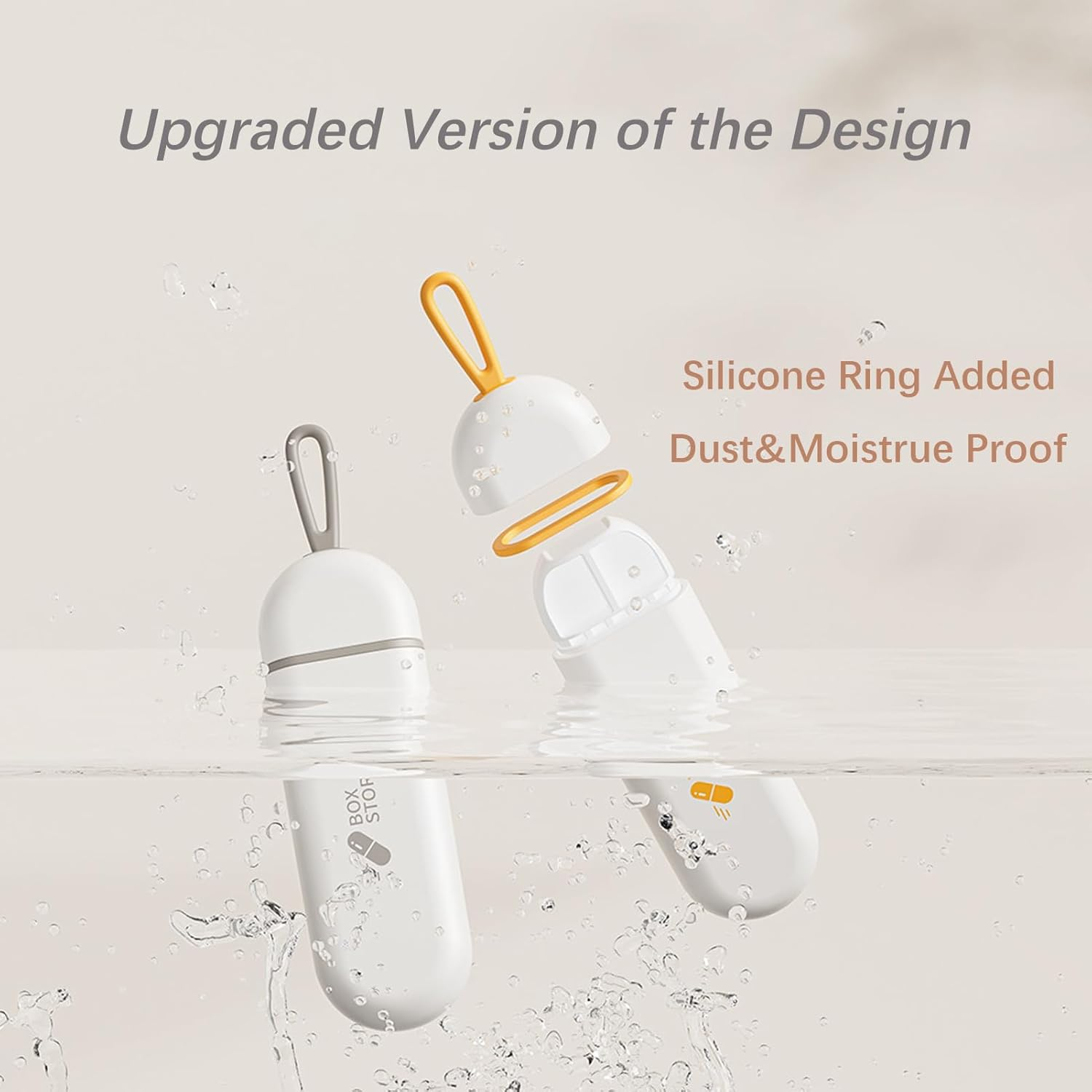 Daily Pill Box Organiser, Small Portable Pill Case for Travel Pocket Purse, Waterproof Pill Container Organizer 3 Compartments, Mini Storage Box for Small Accessories (Grey) - White image number 5