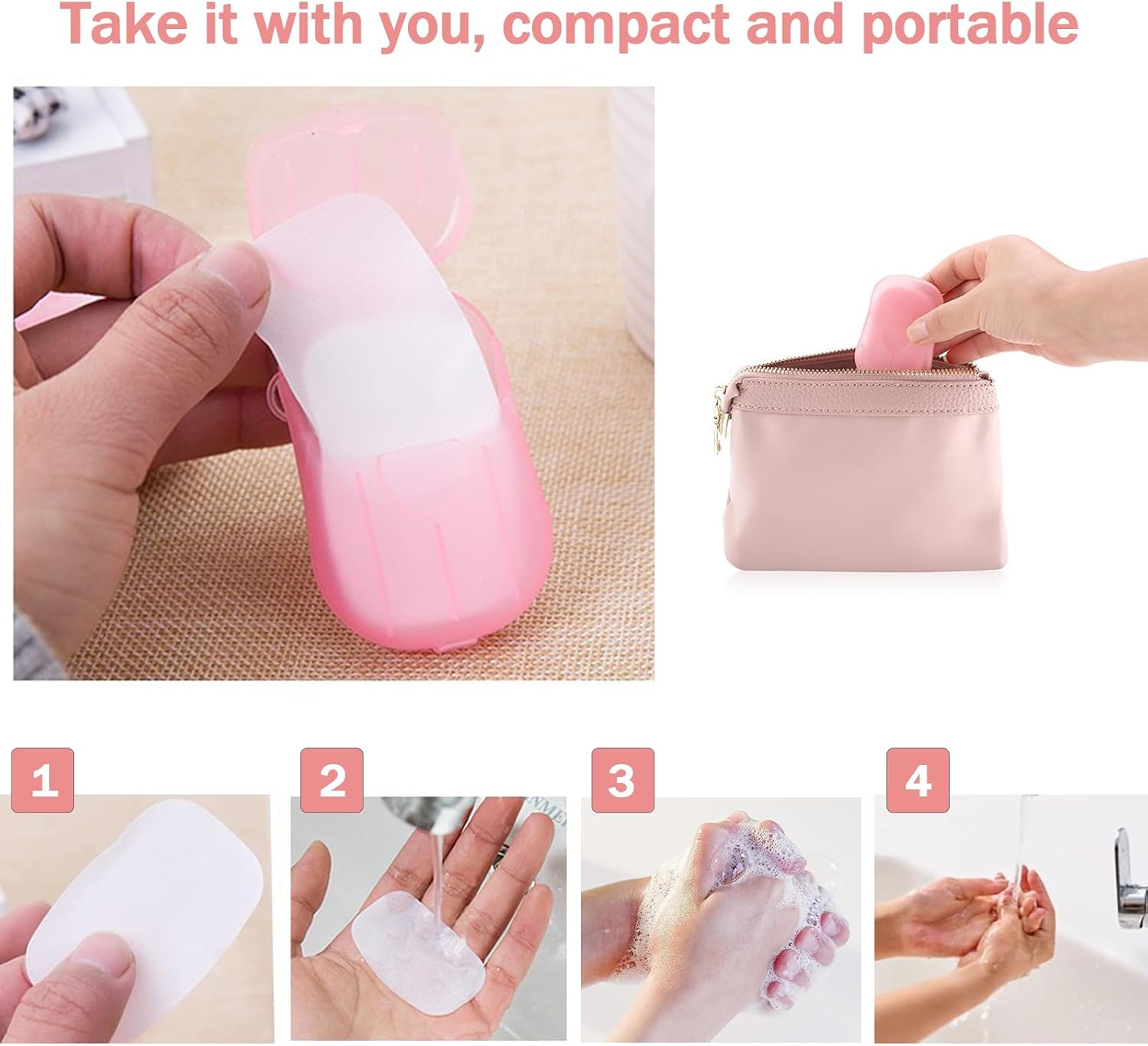 GIBENUO 6 Boxes (300 Sheets) Hand Washing Soap Sheets for Outdoor Travel,Portable Hiking Washing Hand Paper Soap for Travel, Party, School, Camping image number 5