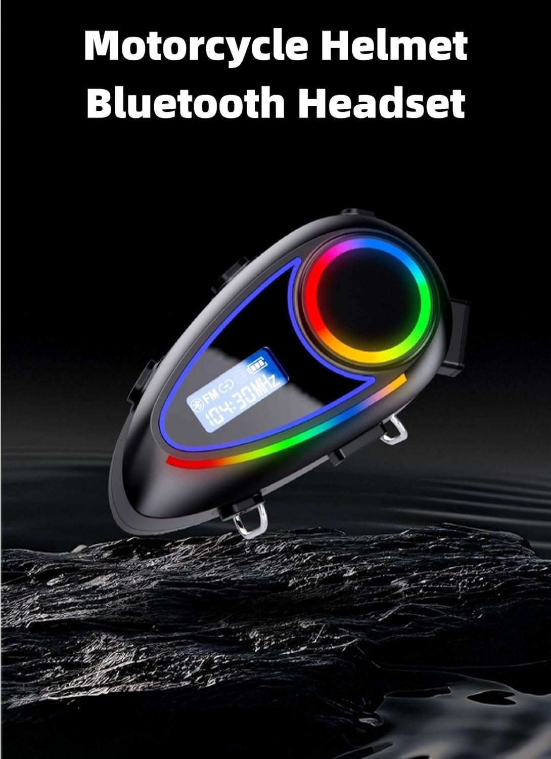 Diyeeni Motorcycle Helmet Bluetooth Headset, IP65 Waterproof Wireless Helmet Headphone with Noise Cancellation, Helmet Intercom Communication System, LCD Screen, FM Radio, EQ Settings