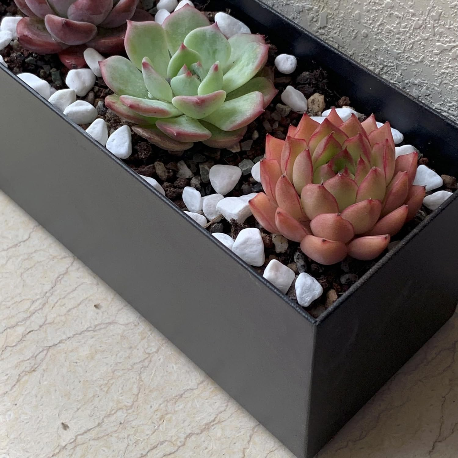 Modern Metal Steel Trough Planter - Rectangle Planters for Indoor Planters - 16" Window Sill Planters - Table or Window Boxes Planter - Windowsill Herb Planter image number 1