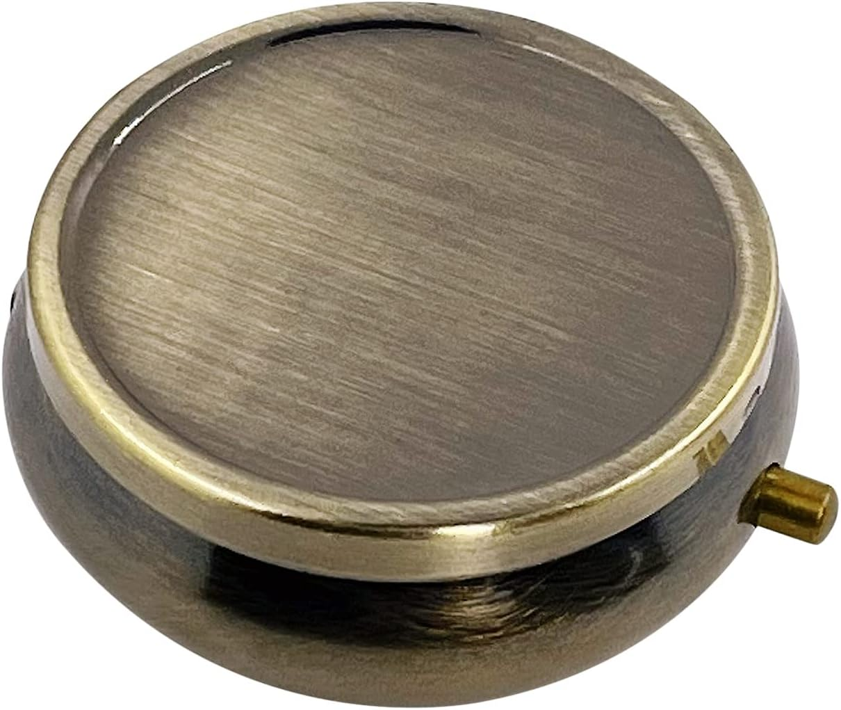 Small Pill Box, 3 Compartment Metal Pill Case, Pills Organizer Daily, Emergency Medicine Holder, Pills Storage Container with Mirror, Ideal for Purse, Travel, Outdoor, Gym, Bronze