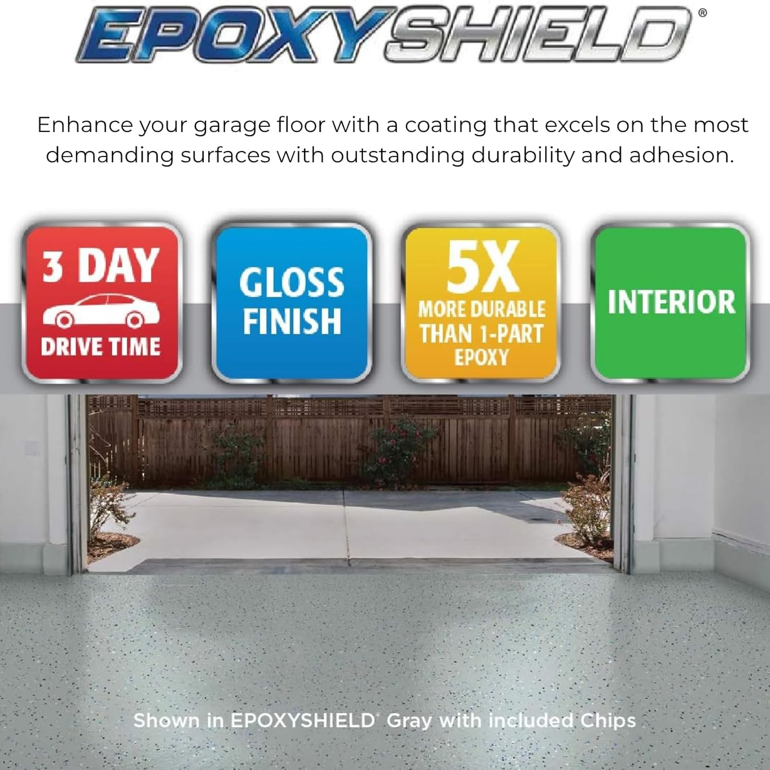 Rust-Oleum Epoxyshield Garage Floor Kit Grey 3.55L - Water-Based Epoxy, for Garage & Concrete Floors, Drive-On in 3 Days, with Showroom-Quality Gloss Finish, Resistant to Gasoline, Oil, and Wear image number 5