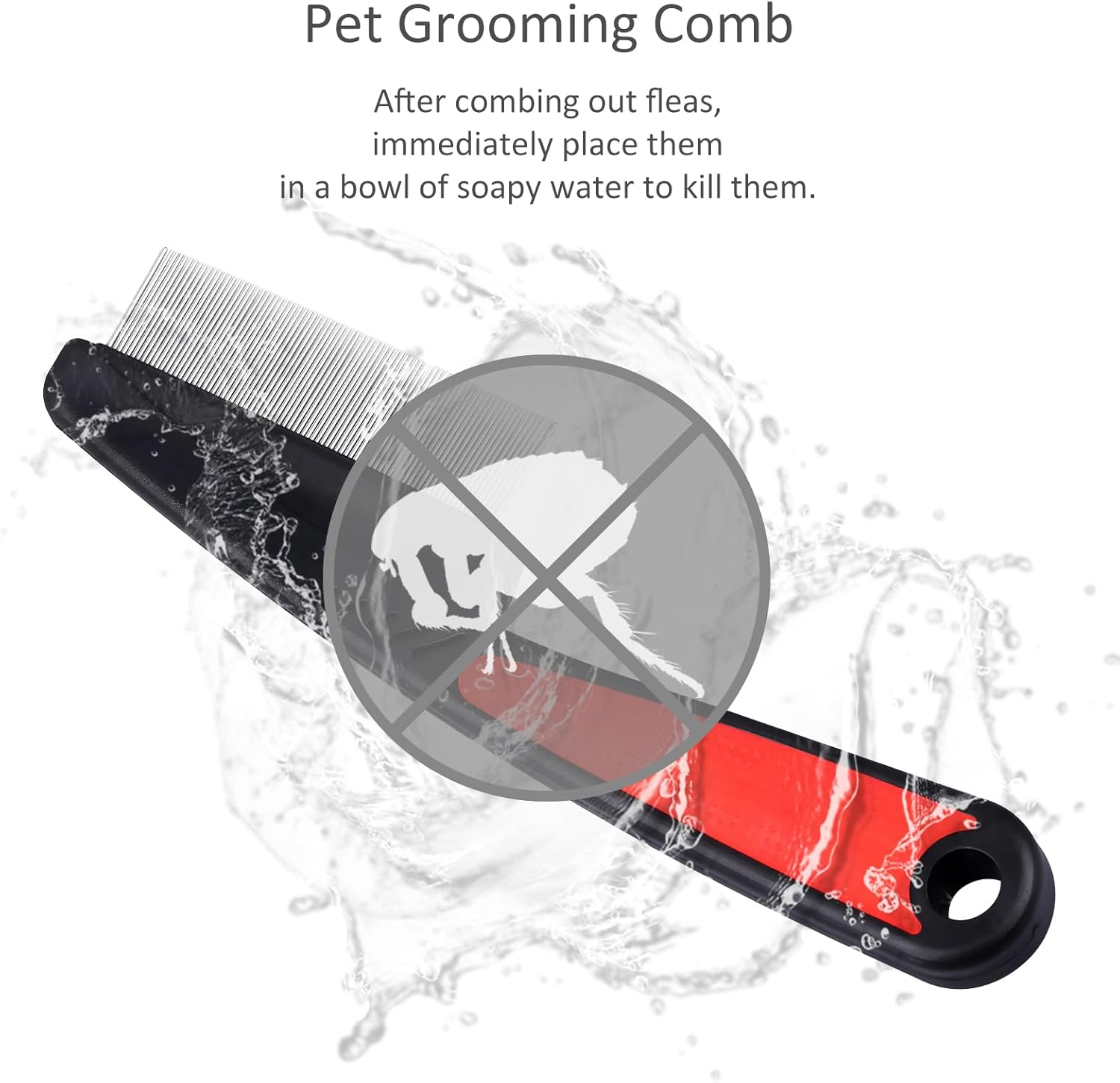 Fine-Tooth Dandruff Comb, Durable Stainless Steel Dandruff Removal, Professional Hair Styling Tool for Adults and Kids (Black+Red) image number 4