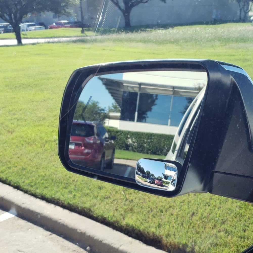 Ampper Rectangular Blind Spot Mirror, HD Glass Frameless Stick on Adjustabe Convex Wide Angle Rear View Blind Spot Car Mirror for Car Blind Spot, Pack of 2 image number 3