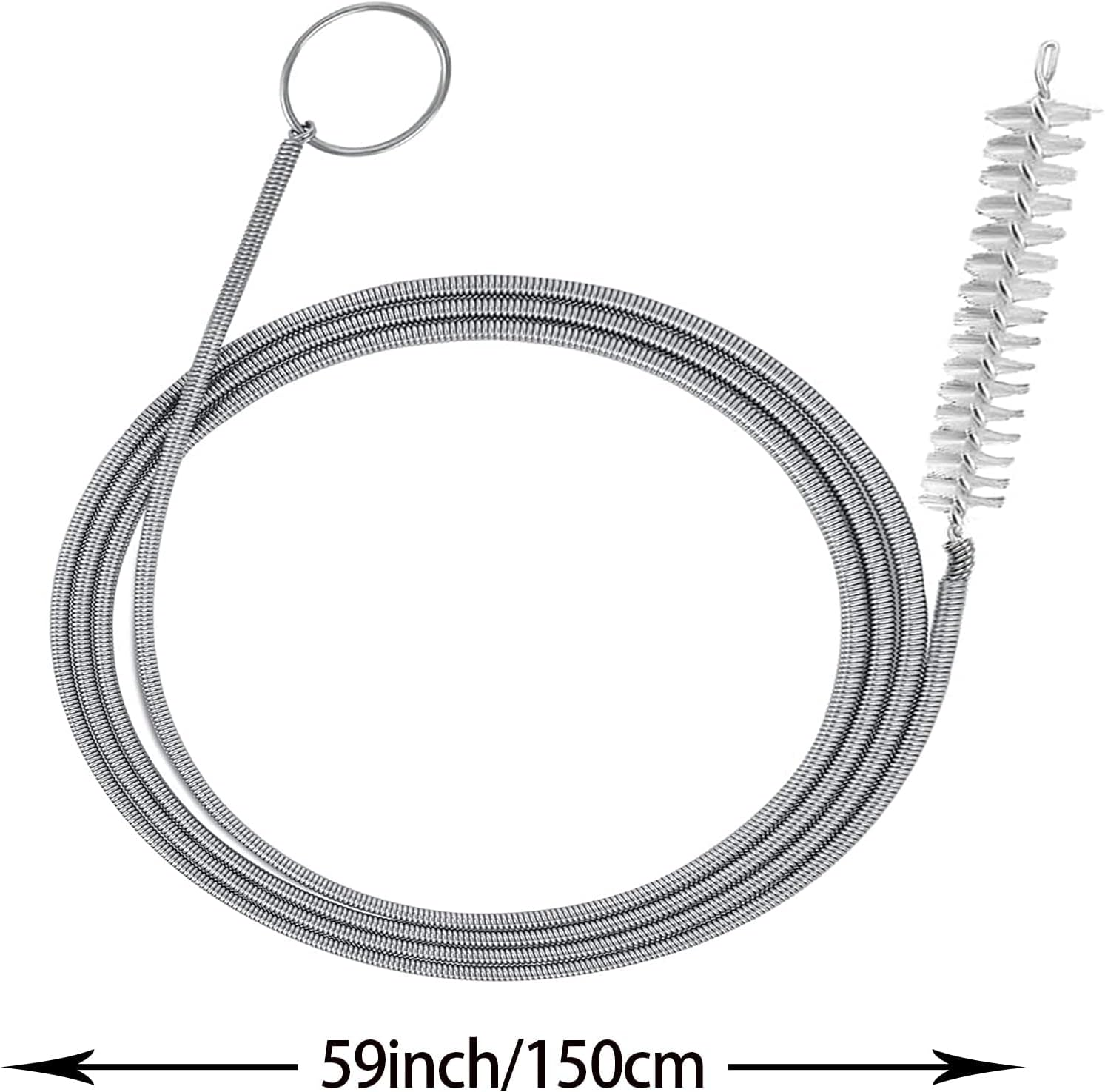 Extra Long Pipe Tube Cleaner Fridge Drain Pipe Dredging Tool Flexible Drain Brush Skinny Tube Spiral Cleaning Brush Drinking Straw Cleaner Brush Nylon Spring Aquarium Filter Brush 155CM (White) image number 3