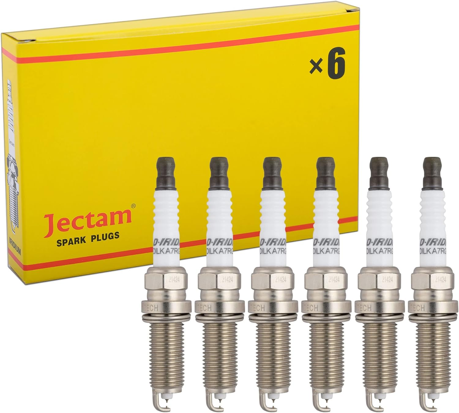 Jectam Double Iridium Spark Plug 6 PCS 12290-5A2-A01 DILKAR7G11GS Compatible with 2013-2015 ILX 1.8L L4, 2008-2012 Accord 2.4L L4, 2012-2015 Civic 1.8L L4, 2016-2020 HR-V 1.8L L4 image number 4